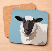 Load image into Gallery viewer, Sheep Blue pot stand – Irish sheep design with cork backing
