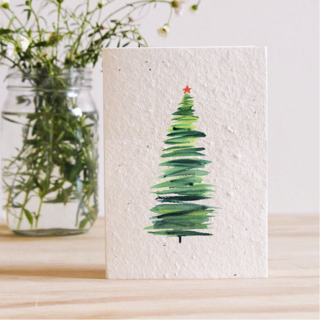 WATERCOLOR CHRISTMAS TREE - PLANTABLE GREETING CARD