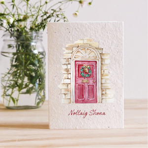 RED CHRISTMAS DOOR - PLANTABLE GREETING CARD