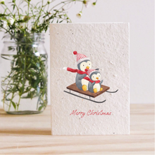 Load image into Gallery viewer, PENGUIN SLEIGH - PLANTABLE GREETING CARD
