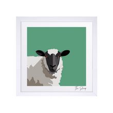 Load image into Gallery viewer, The Sheep – Green – mini framed Irish print
