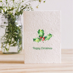 HAPPY CHRISTMAS HOLLY - PLANTABLE SEED CARD