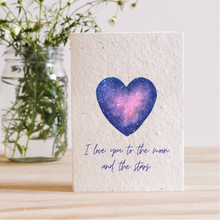 Load image into Gallery viewer, I LOVE YOU TO THE MOON AND THE STARS -PLANTABLE SEED CARD
