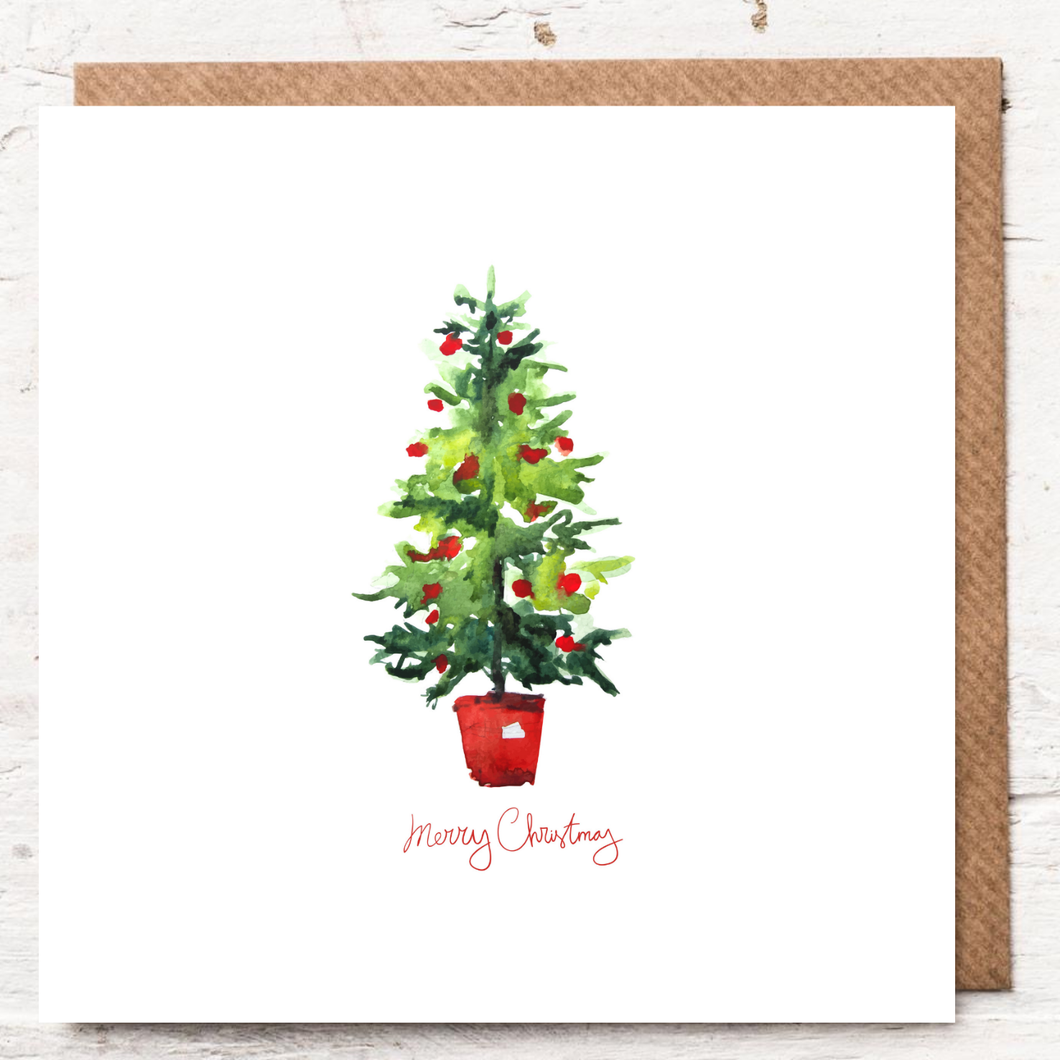 MERRY CHRISTMAS - WATERCOLOUR CHRISTMAS TREE
